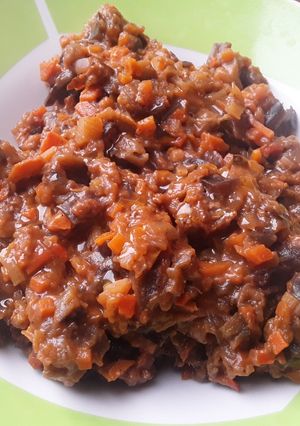 Una foto de Berenjenas con tomate🍅🥕🌰🌶