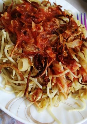 صورة لوصفة كشري على السريع 🍝