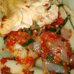 A picture of Yam and green sauce with masar kwai.