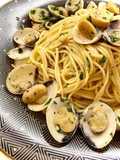 Pasta con Vongole y champiñones