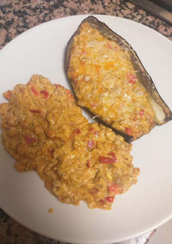 Una foto de Berenjena rellena a mi manera 😋