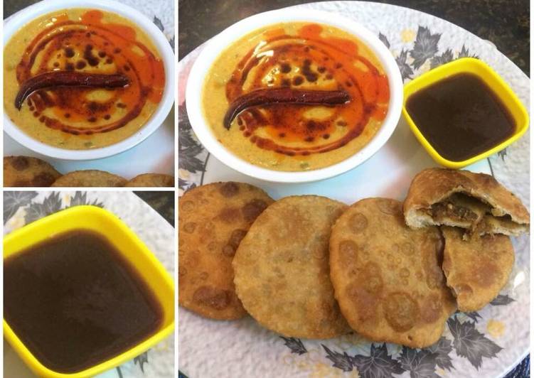 Recipe of Tasty Chat pati kadhi with Sattu ki kachori