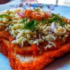 A picture of Cheesy pav bhaji toast.