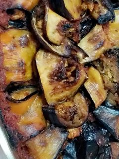 صورة لوصفة غراتان الباذنجان 🍆🍆🍗🍅🍅🍗🍆🍆🍽