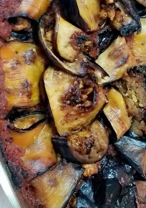 صورة لوصفة غراتان الباذنجان 🍆🍆🍗🍅🍅🍗🍆🍆🍽