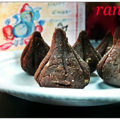 A picture of Mawa Stuffed Instant Bread Chocolate Modak.
