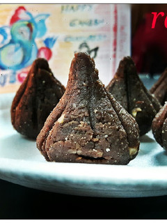 A picture of Mawa Stuffed Instant Bread Chocolate Modak.