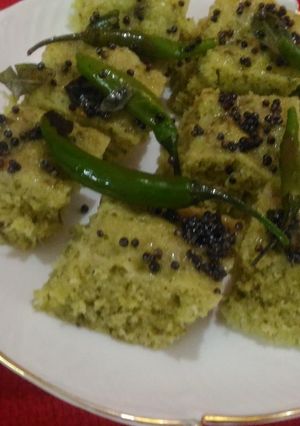 A picture of Spinach oats dhokla.