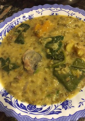 A picture of Tot's Monggo Dish with Saba Sardines in coconut cream.