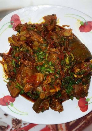 A picture of Waterleaf soup with ata rodo.