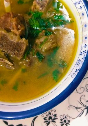 A picture of Mutton yakhni.