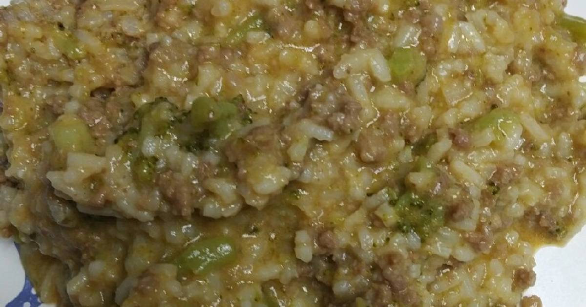 Cheesy Beef Broccoli And Rice Recipe By Skunkmonkey101 Cookpad