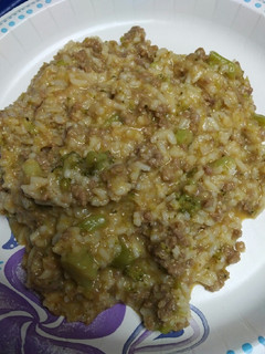 A picture of Cheesy Beef Broccoli and Rice.