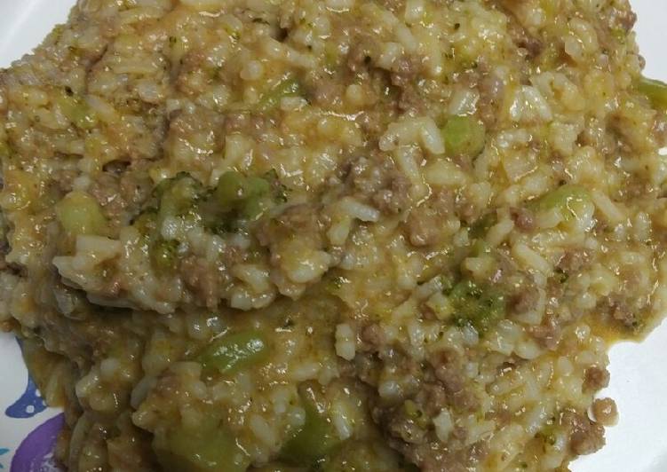 Recipe of Super Quick Homemade Cheesy Beef Broccoli and Rice
