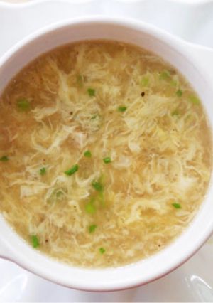 A picture of Chicken corn soup.