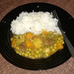 A picture of Coconut Rice served with vegie stew #coconut contest#.