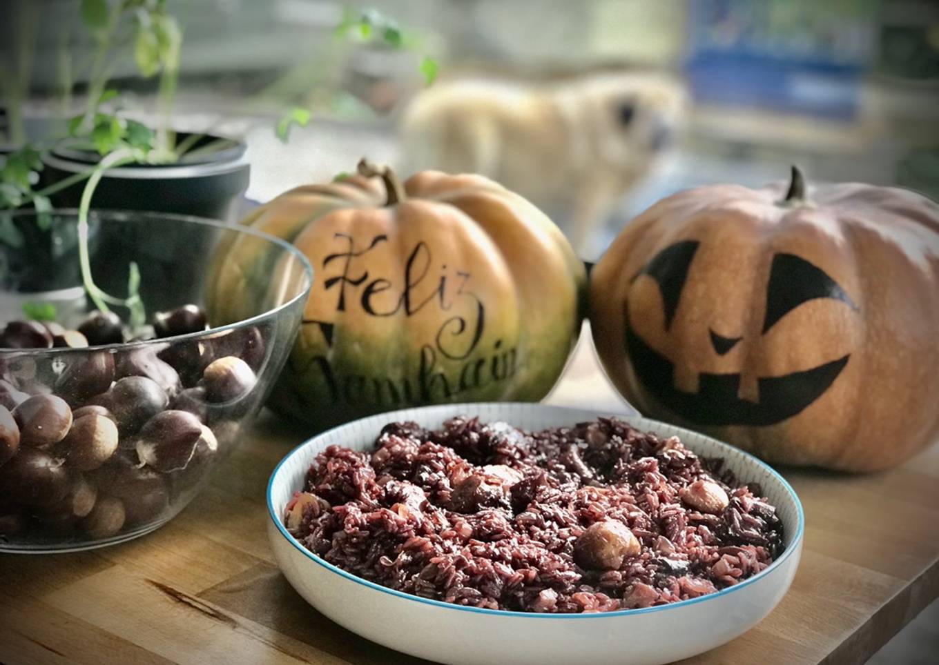 Arroz al Mencia con castañas y setas