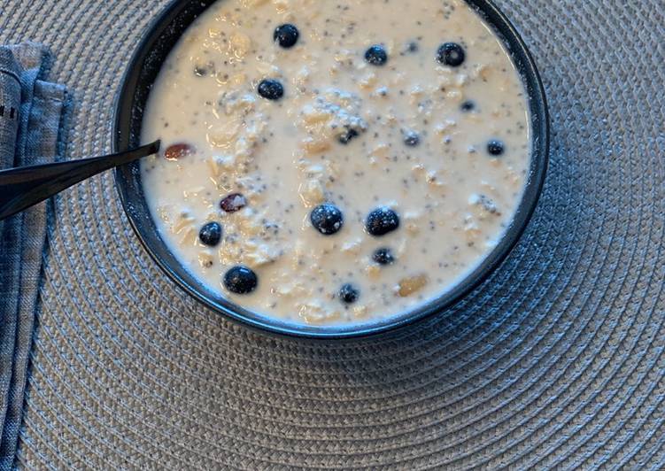 Step-by-Step Guide to Prepare Speedy Healthy Blueberry Cheesecake Overnight Oats!!