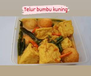 Masakan Populer Telur tahu kacang panjang bumbu kuning Ala Warteg