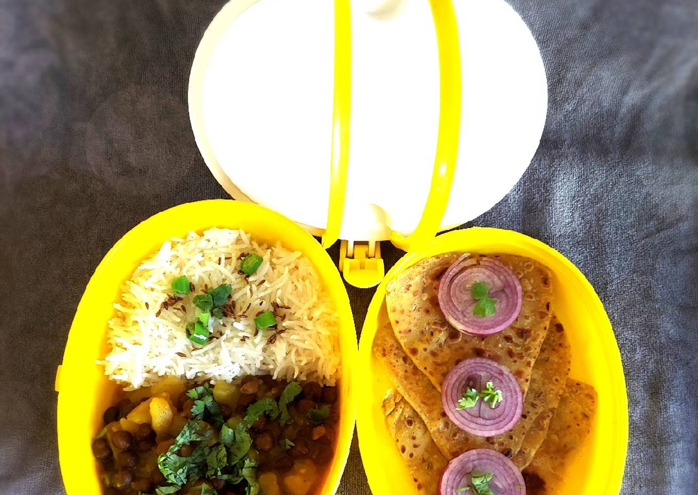 Mini Lunch - Paratha, Chana Masala, Jeera Rice