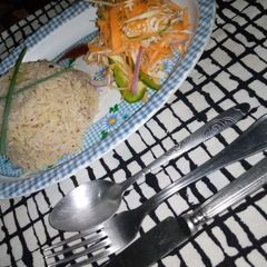 A picture of SPICY PILAU WITH MOMBASA COLESLAW 😋😋😋😋.
