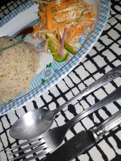 A picture of SPICY PILAU WITH MOMBASA COLESLAW 😋😋😋😋.
