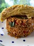 Tom Yum Fried Rice with Straw Mushrooms and Omelet