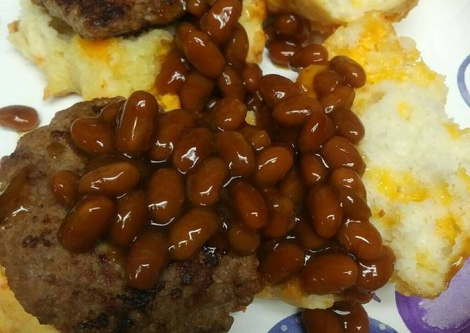 4th of July Beans on a Biscuit for Breakfast