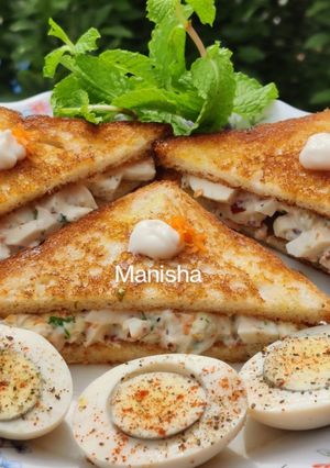 A picture of Boiled Eggs Mayonnaise Sandwich 🥪 (Healthy Breakfast).