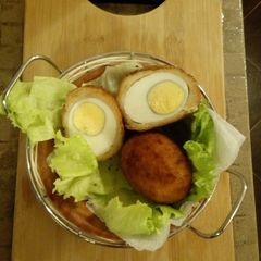 A picture of Scotch Eggs#deepfriedsnack.