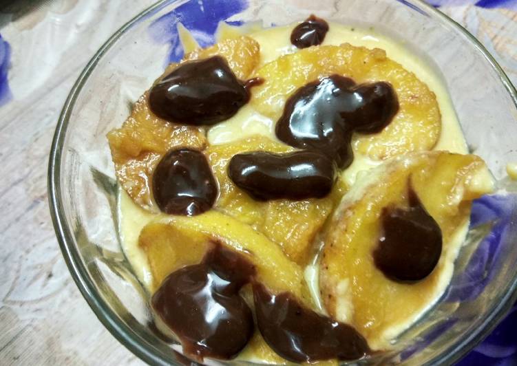 Recipe of Perfect Apple pudding with carmalised apple and hot chocolate sauce