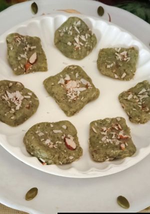 A picture of Healthy tasty pumpkin seed Indian authentic Barfi.