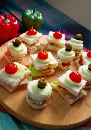 A picture of One bite sandwiches.