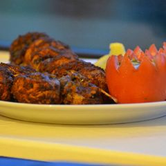 A picture of Stuffed Mushroom Sandwich Kebab.