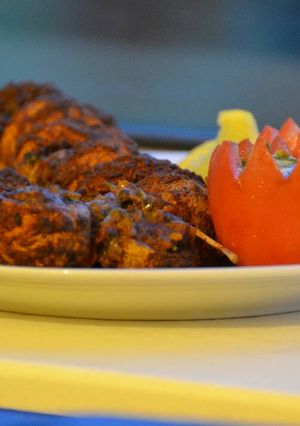 A picture of Stuffed Mushroom Sandwich Kebab.