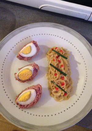 Foto resep Pasta sauce curry dan baso telur keto