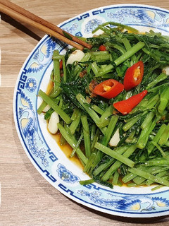「蝦醬空心菜」5分鐘做人氣泰式料理 的食譜成品照片