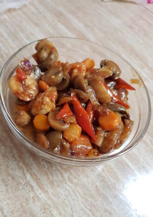 Foto resep Jamur Kancing, Wortel dan Udang