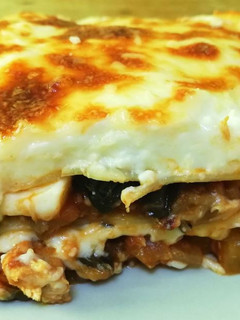 Una foto de Lasaña de espinacas y berenjena con queso tierno