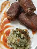 Arrolladitos de carne con puré mixto