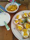 Crostini with Feta Cream and Caramelized Peaches