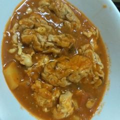 A picture of Goat brain curry#mystaplefood#4wkschallenge.