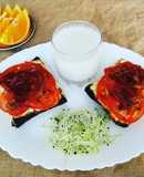 Chapata con queso, tomate y jamón curado crujiente - muy fácil