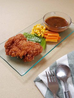 Foto resep Steak ayam krispi saus jamur dan sayuran