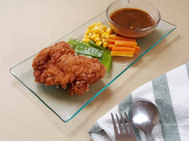 Cara Gampang Membuat Resep Steak ayam krispi saus jamur dan sayuran yang Menggugah Selera Anti Ribet, Lezat Sekali