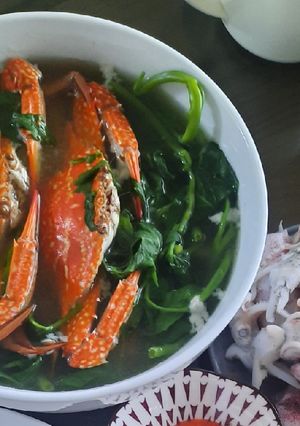 Hình của món Canh rau muống nấu ghẹ.
