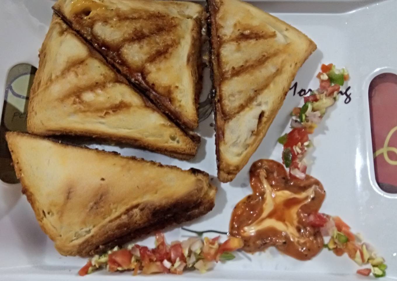 Schezwan Veg grilled sandwich