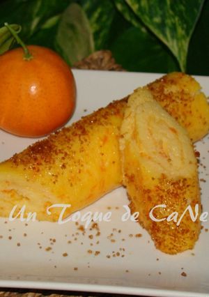 Una foto de Enrollado de flan de mandarina