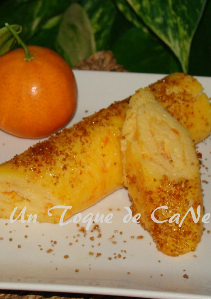 Una foto de Enrollado de flan de mandarina