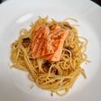Spaghetti Aglio Olio with Baked Salmon